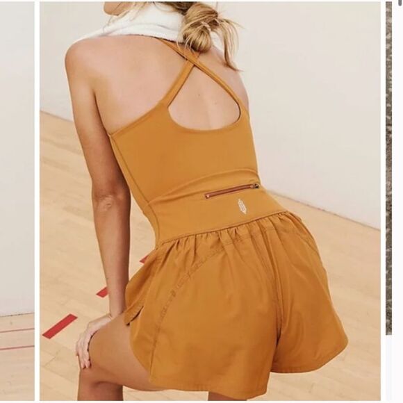 NEW Free People FP Movement Righteous Runsie in Russet Orange Medium - Picture 3 of 6